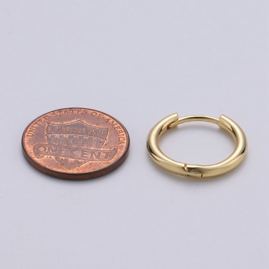 Mini Round hoop earrings, 18mm, 14K gold plated brass, Nickel free, Earrings making, Simple Round hoop 1 pair hoops Q-493 Q-495 Q-496 - DLUXCA