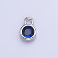 Mini Silver Full Brilliant Cut Cubic Zirconia Bezel Cut Charm Pendant for add on charm AC432 AC433 AC434 AC435
