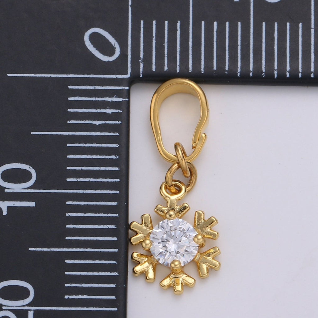 Mini Snow Flake Charm Pendant Winter Wonderland Inspired J-230 - DLUXCA
