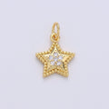 Mini Star Charm CZ Cubic Zirconia Celestial Charm Gold Charm, 14k Gold plated CZ Charm Pendant for Bracelet Earring Necklace Component, D-233 - DLUXCA