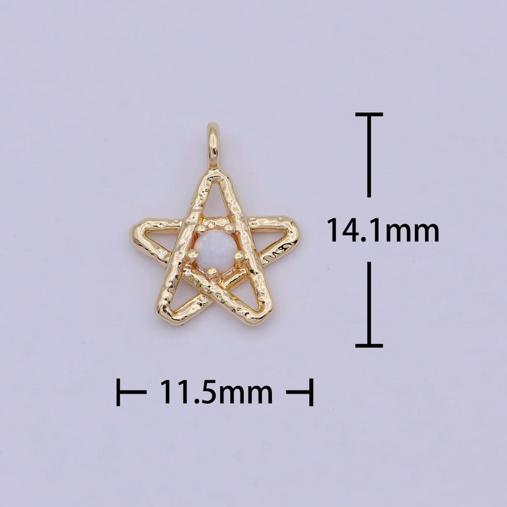Mini Star Charm with Opal Stone 18K Gold plated Coin Pendant for Celestial Minimalist Jewelry N-908 - DLUXCA