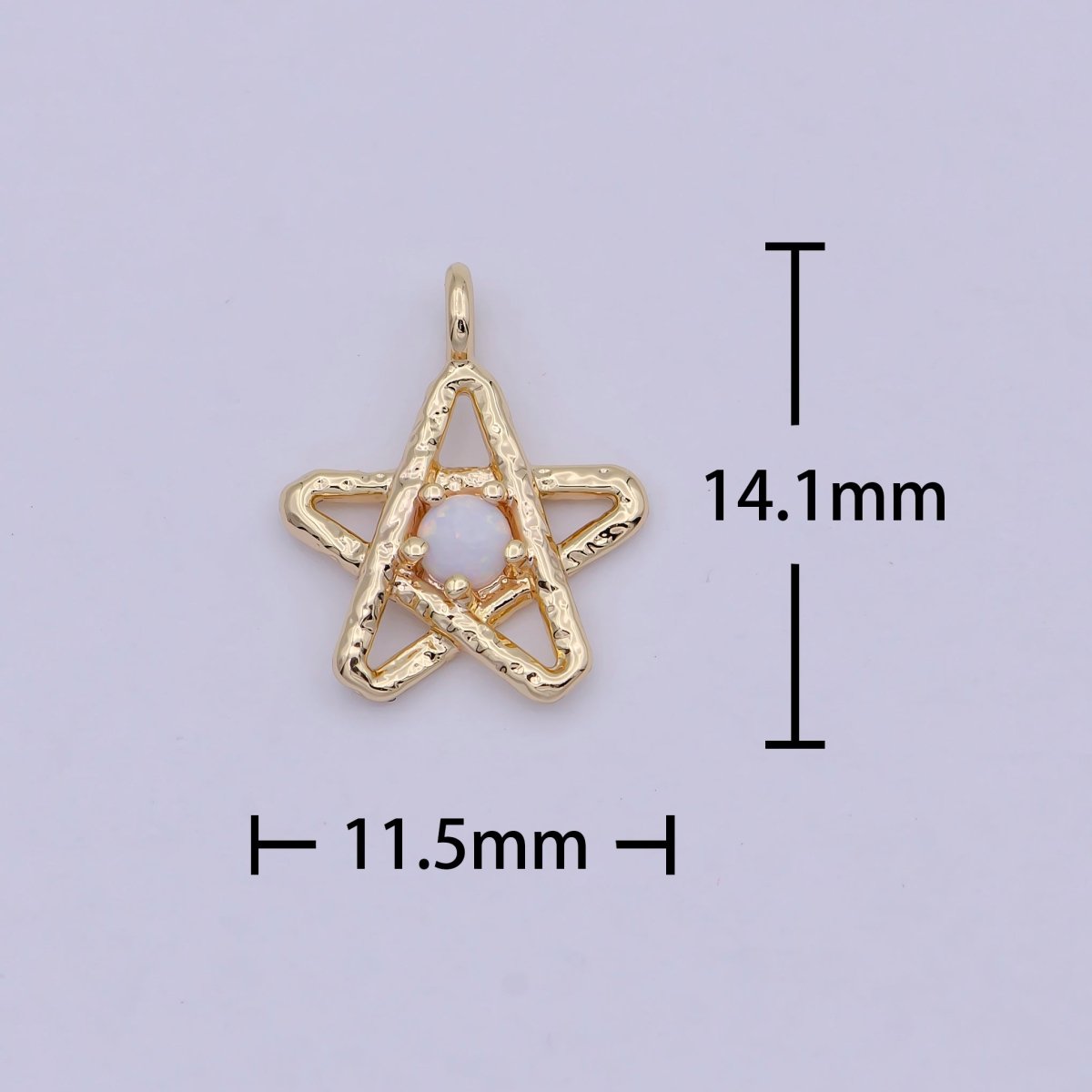 Mini Star Charm with Opal Stone 18K Gold plated Coin Pendant for Celestial Minimalist Jewelry N-908 - DLUXCA