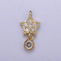Mini Star Charms, Micro Pave Celestial Pendant Jewelry 14K Gold plated Dangle Charm Add on Pendant N-417 - DLUXCA