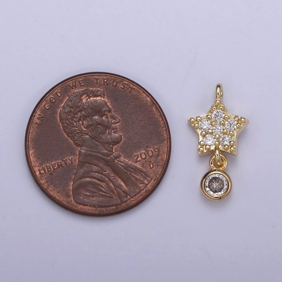 Mini Star Charms, Micro Pave Celestial Pendant Jewelry 14K Gold plated Dangle Charm Add on Pendant N-417 - DLUXCA
