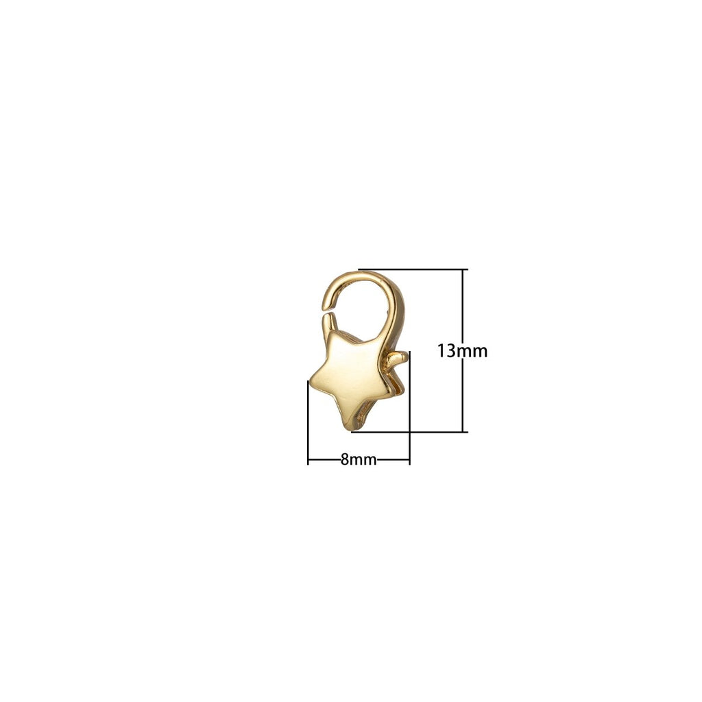 Mini Star Clasp Wholesale Lobster Clasp 24k Gold plated end Clasp Celestial Lobster Claw for Jewelry Making L-346 L-347 - DLUXCA