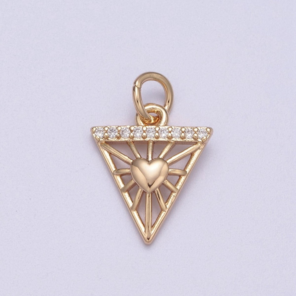Mini Triangle Charm with Heart Pendant Love Jewelry Add on Charm for Necklace Bracelet Earring N-284 - DLUXCA