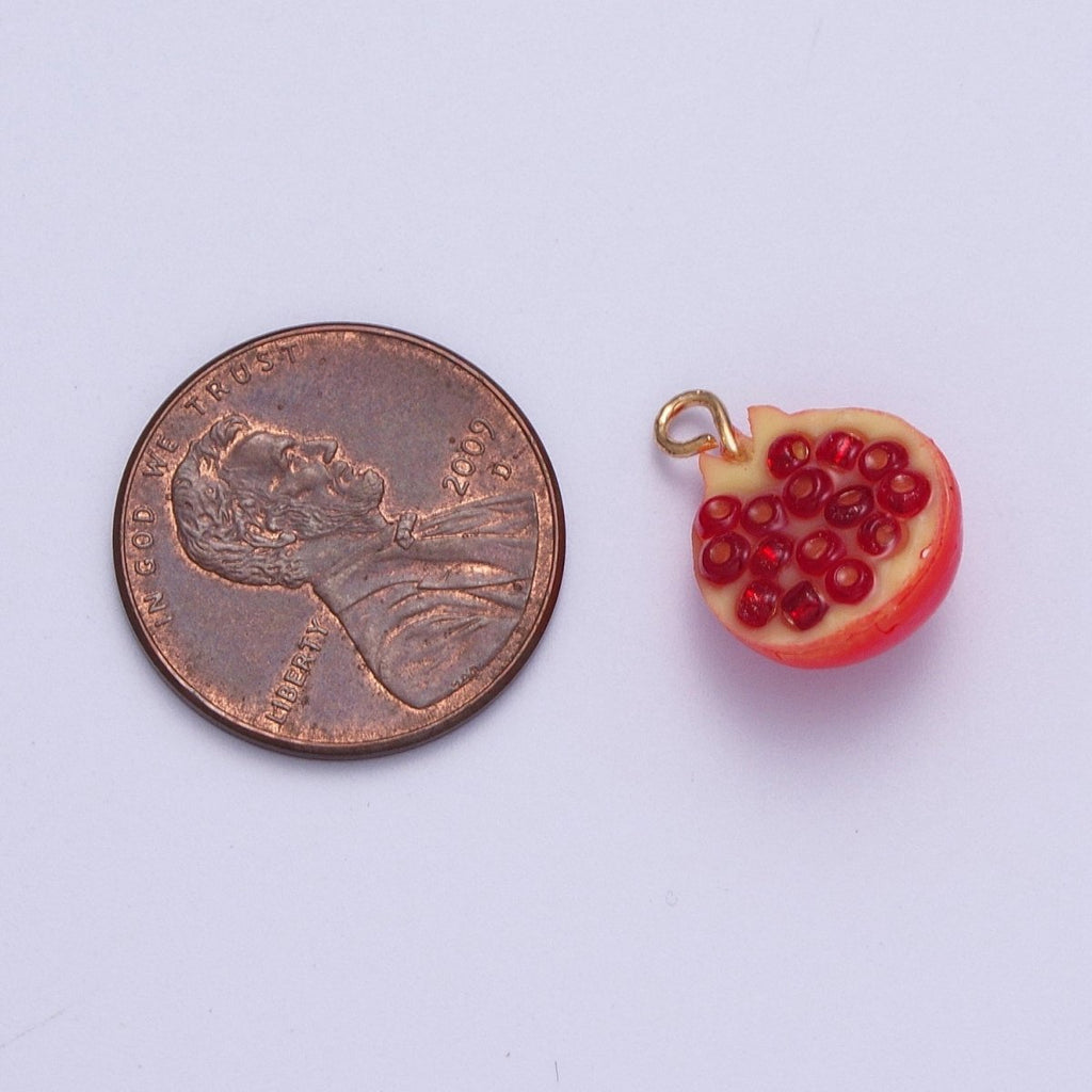 Miniature Fruit Charms, Pomegranate Pendants, Novelty Fruit for Earrings Making or Necklace Making X-749 - DLUXCA