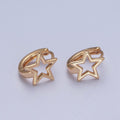 Minimalist 24K Gold plated Celestial Star Huggie Hoops Earrings P-425 - DLUXCA