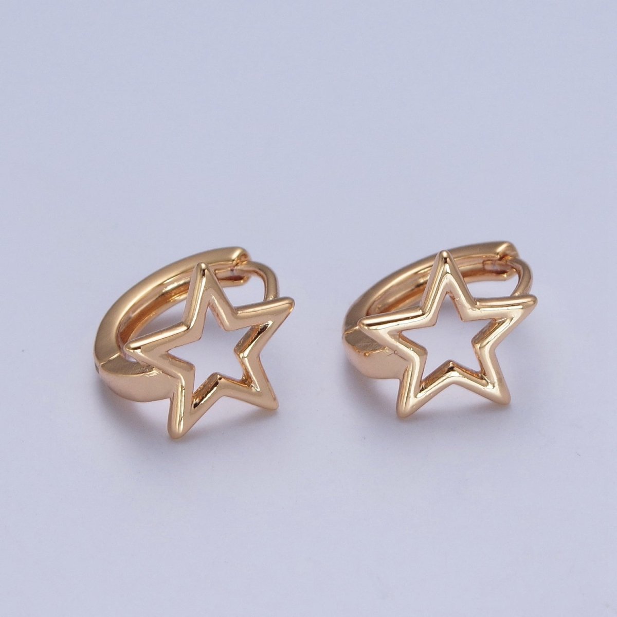 Minimalist 24K Gold plated Celestial Star Huggie Hoops Earrings P-425 - DLUXCA
