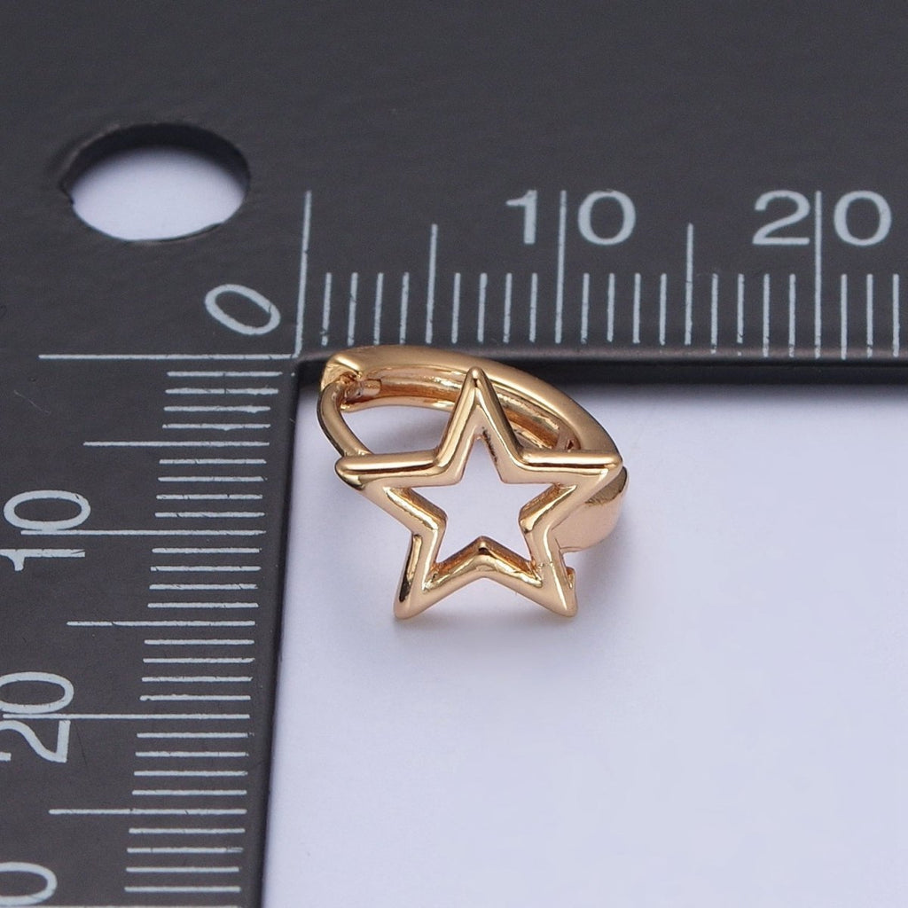 Minimalist 24K Gold plated Celestial Star Huggie Hoops Earrings P-425 - DLUXCA