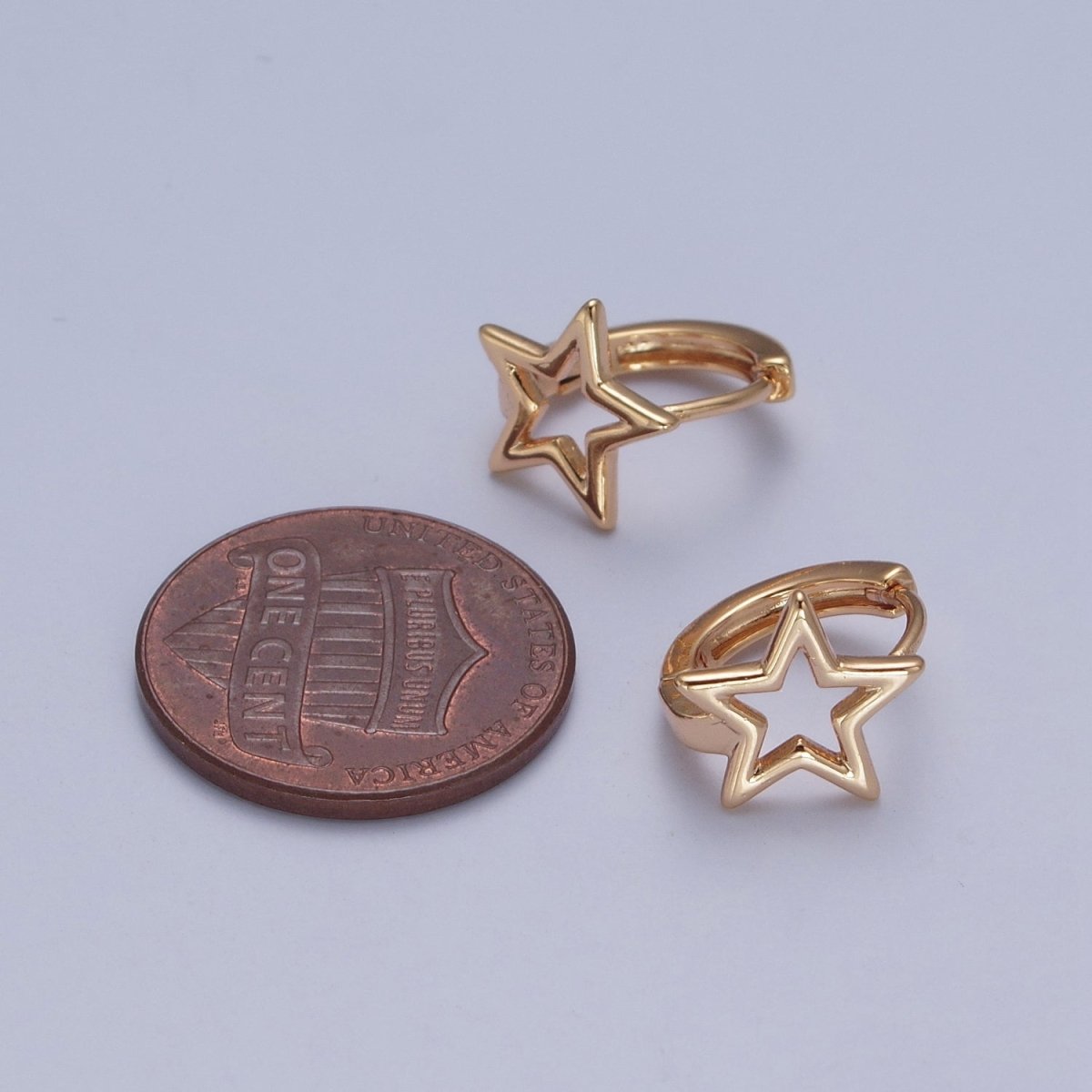 Minimalist 24K Gold plated Celestial Star Huggie Hoops Earrings P-425 - DLUXCA