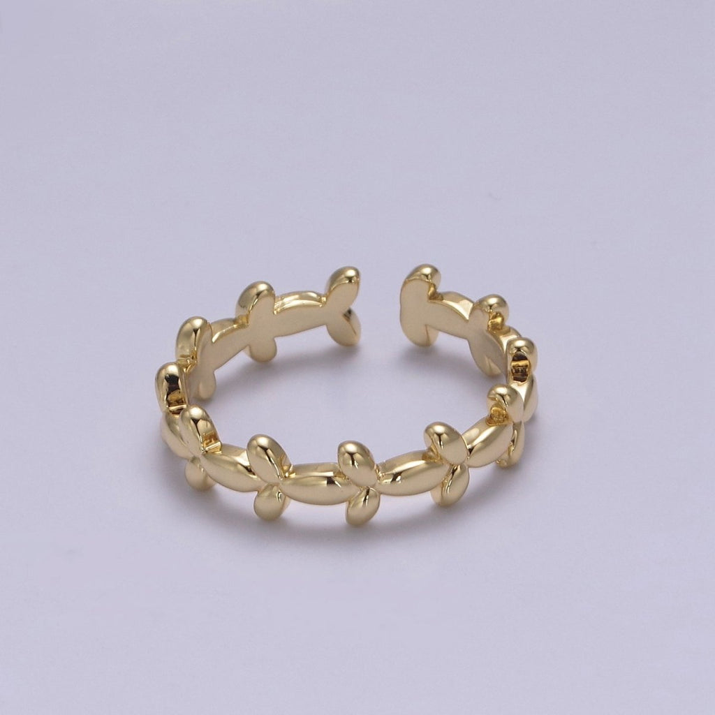 Minimalist 24K Gold plated Geometric Abstract Bubble Adjustable Ring S-362 - DLUXCA