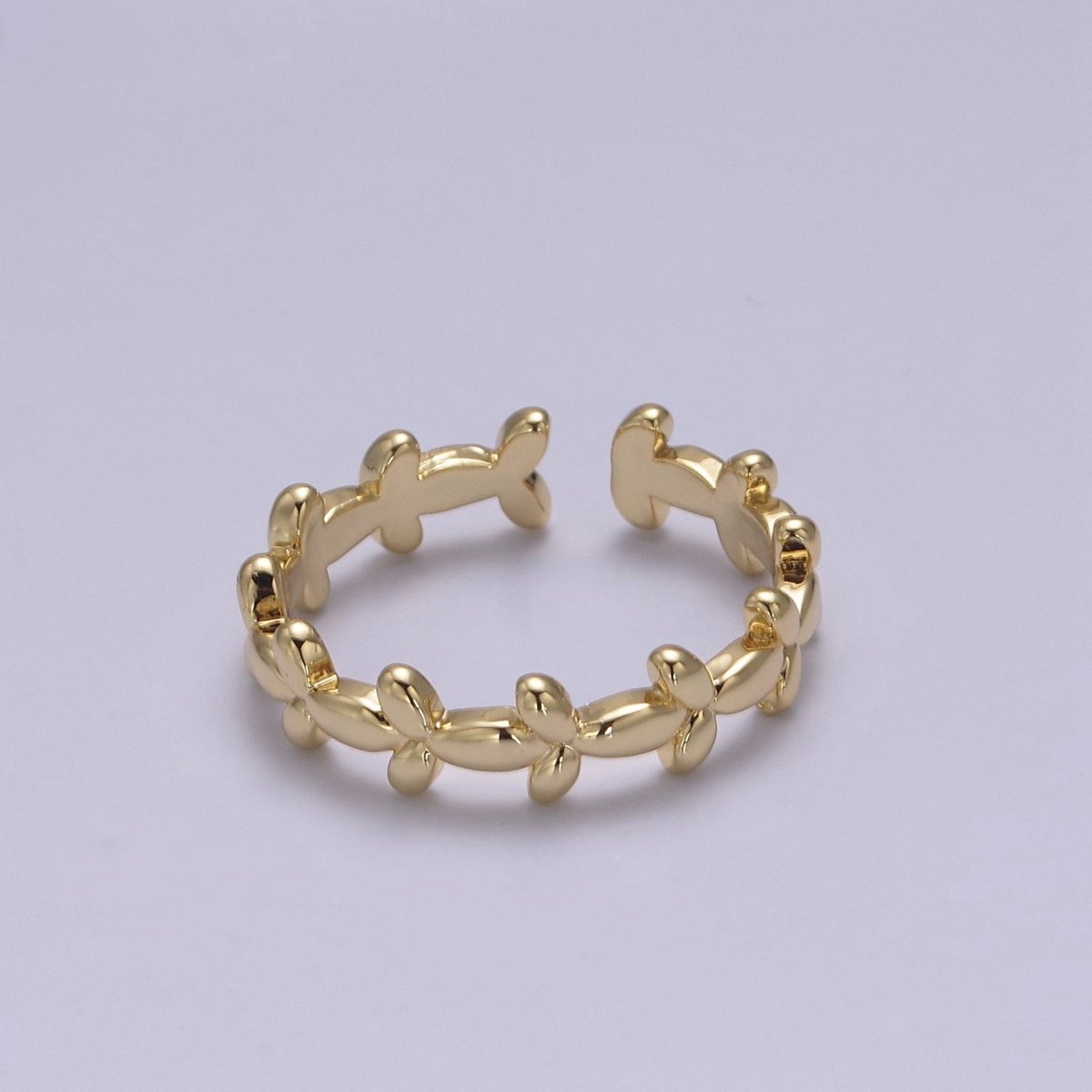 Minimalist 24K Gold plated Geometric Abstract Bubble Adjustable Ring S-362 - DLUXCA