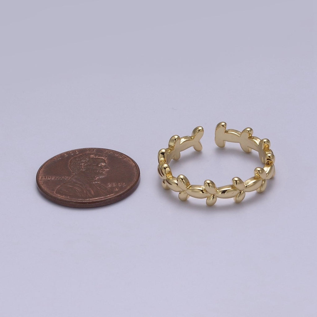 Minimalist 24K Gold plated Geometric Abstract Bubble Adjustable Ring S-362 - DLUXCA