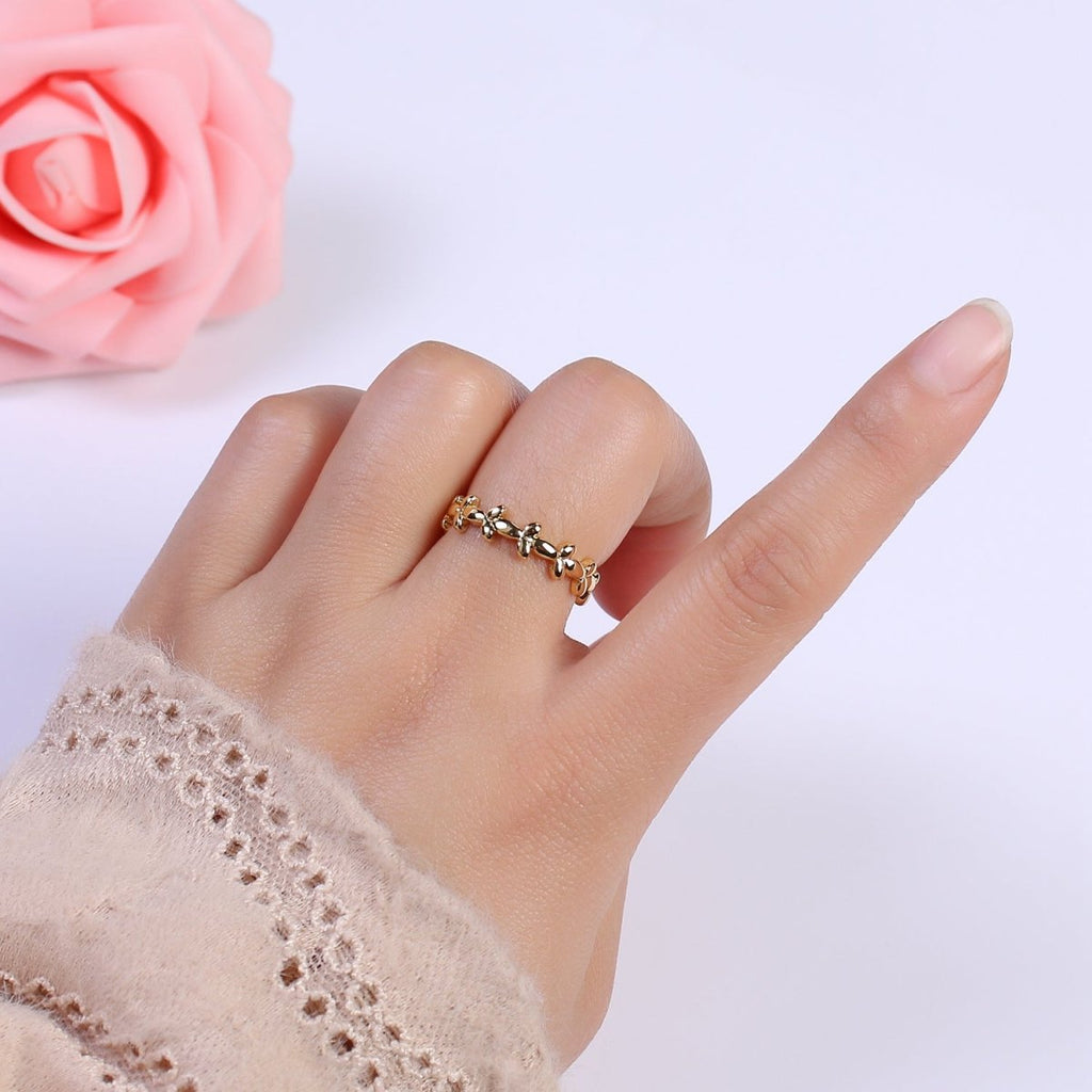 Minimalist 24K Gold plated Geometric Abstract Bubble Adjustable Ring S-362 - DLUXCA