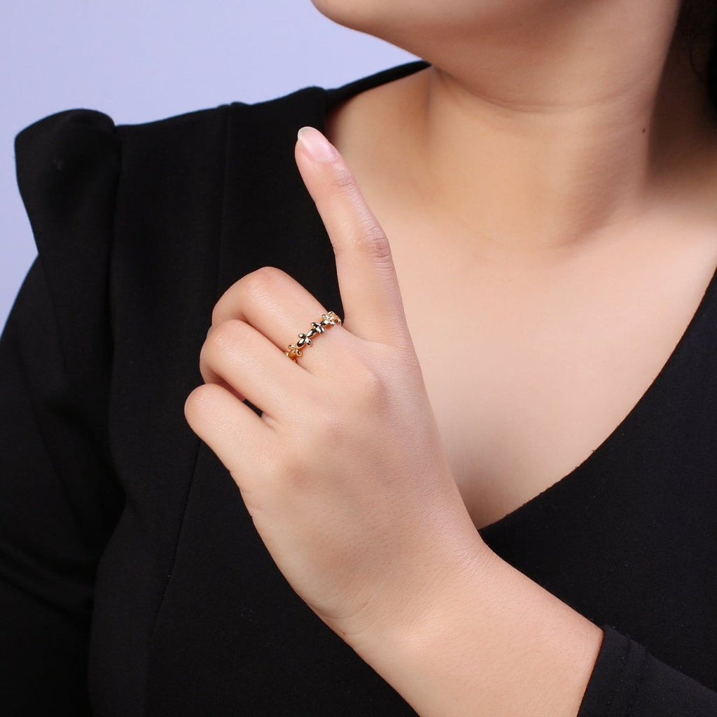 Minimalist 24K Gold plated Geometric Abstract Bubble Adjustable Ring S-362 - DLUXCA