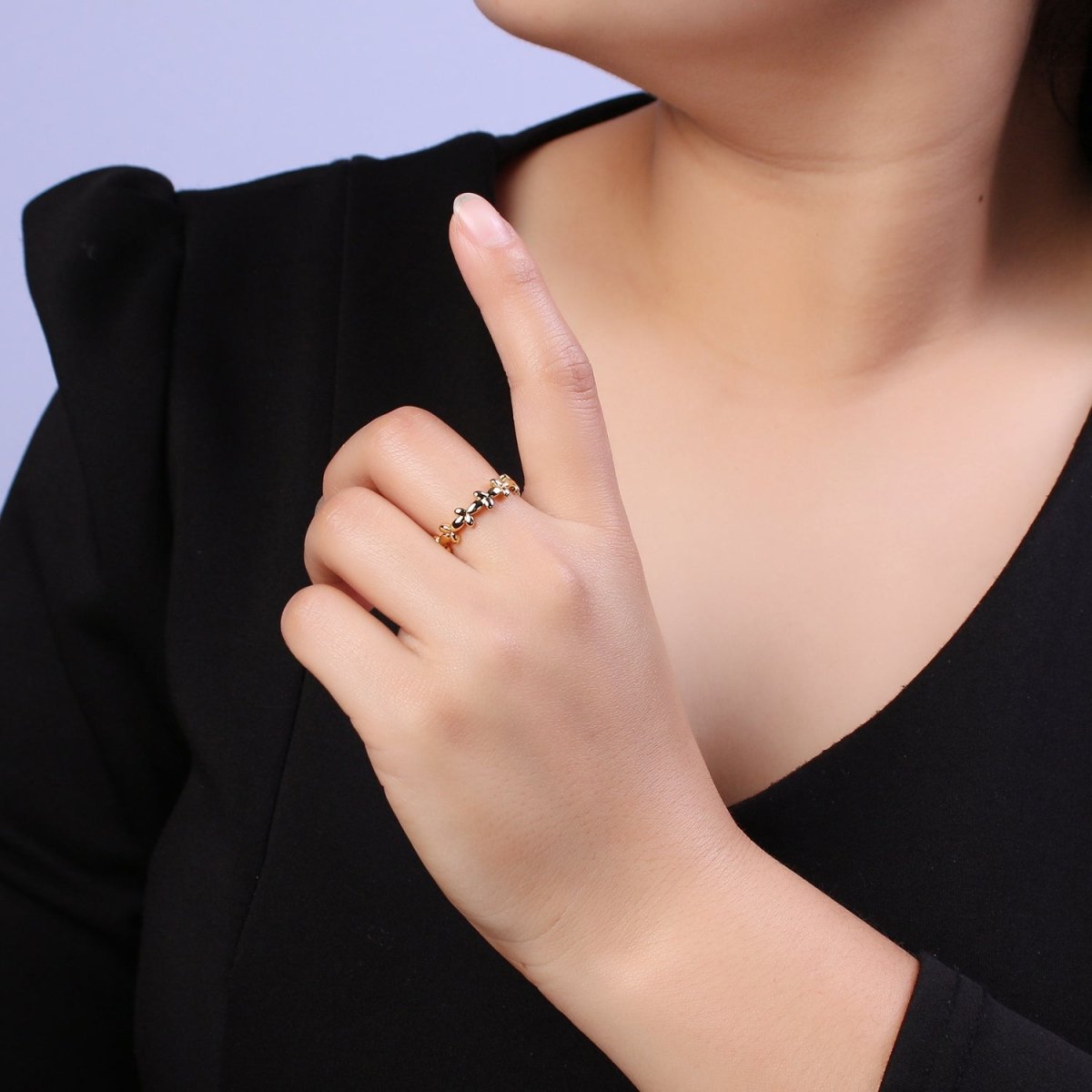 Minimalist 24K Gold plated Geometric Abstract Bubble Adjustable Ring S-362 - DLUXCA