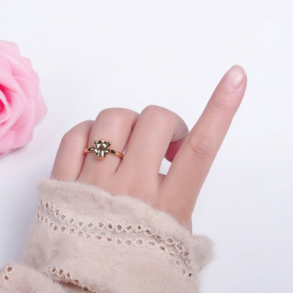 Minimalist 24K Gold plated Jungle Panther Ring in Gold & Silver O-796 O-797