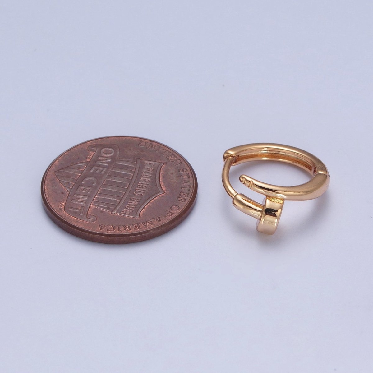 Minimalist 24K Gold plated Needle Earring Huggie Hoop Earrings P-403 - DLUXCA