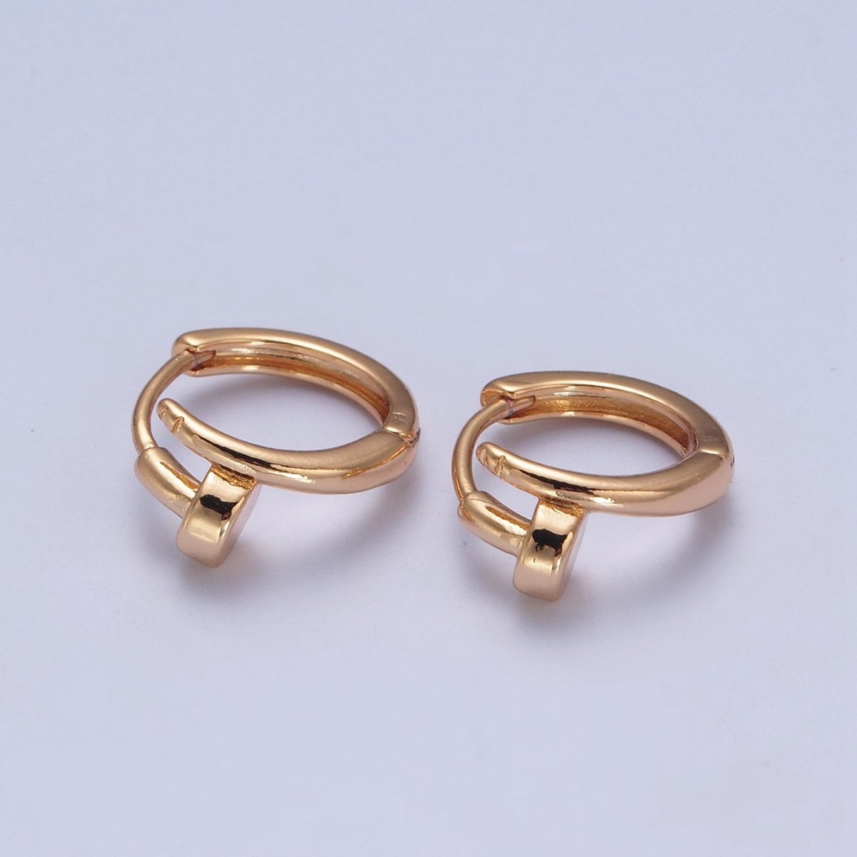 Minimalist 24K Gold plated Needle Earring Huggie Hoop Earrings P-403 - DLUXCA