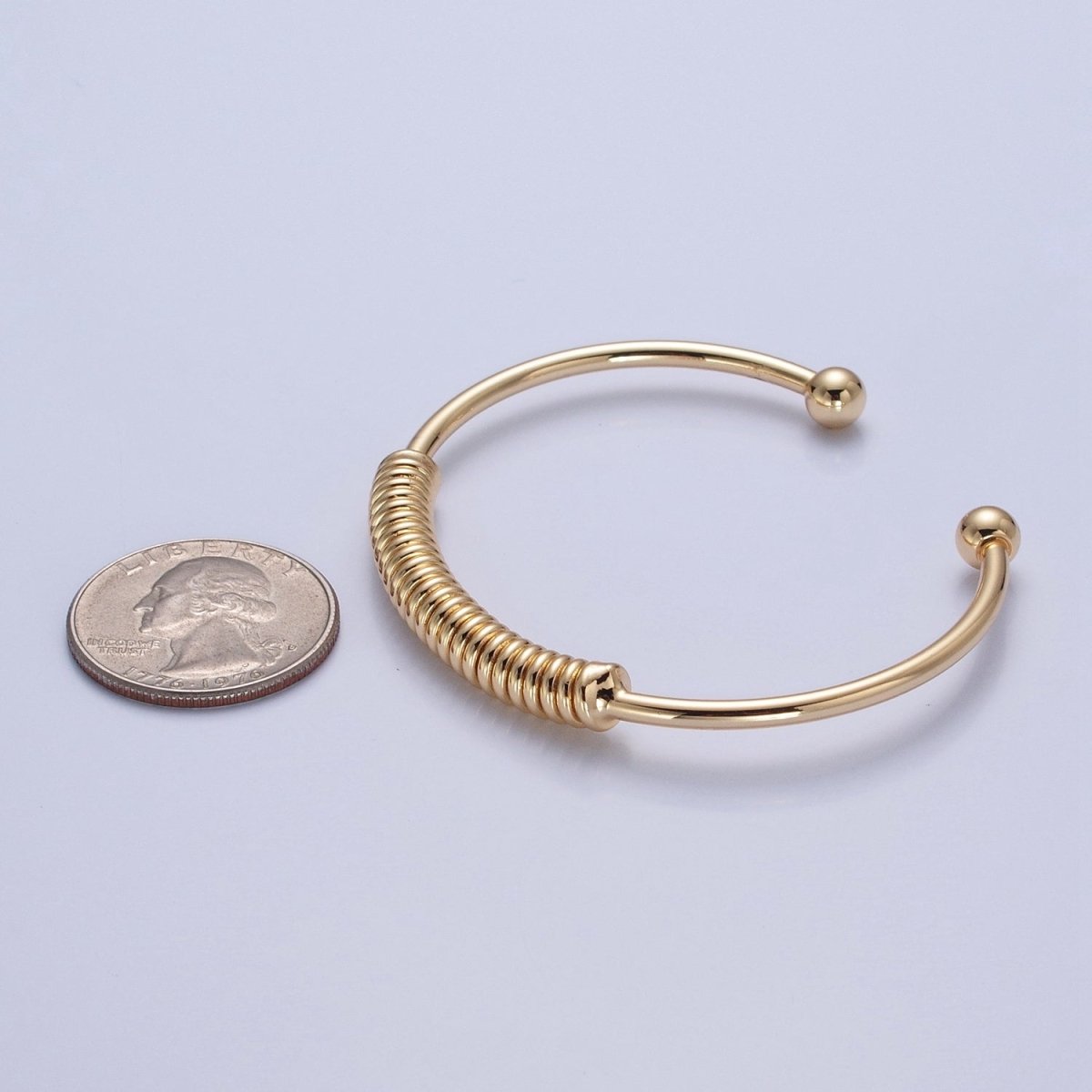 Minimalist 24K Gold plated Spiral Bangle Bracelet in Gold & Silver | WA-984 WA-985 Clearance Pricing - DLUXCA