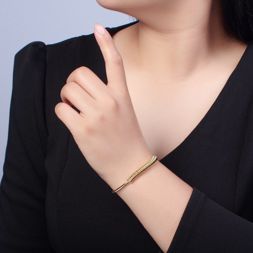 Minimalist 24K Gold plated Spiral Bangle Bracelet in Gold & Silver | WA-984 WA-985 Clearance Pricing - DLUXCA