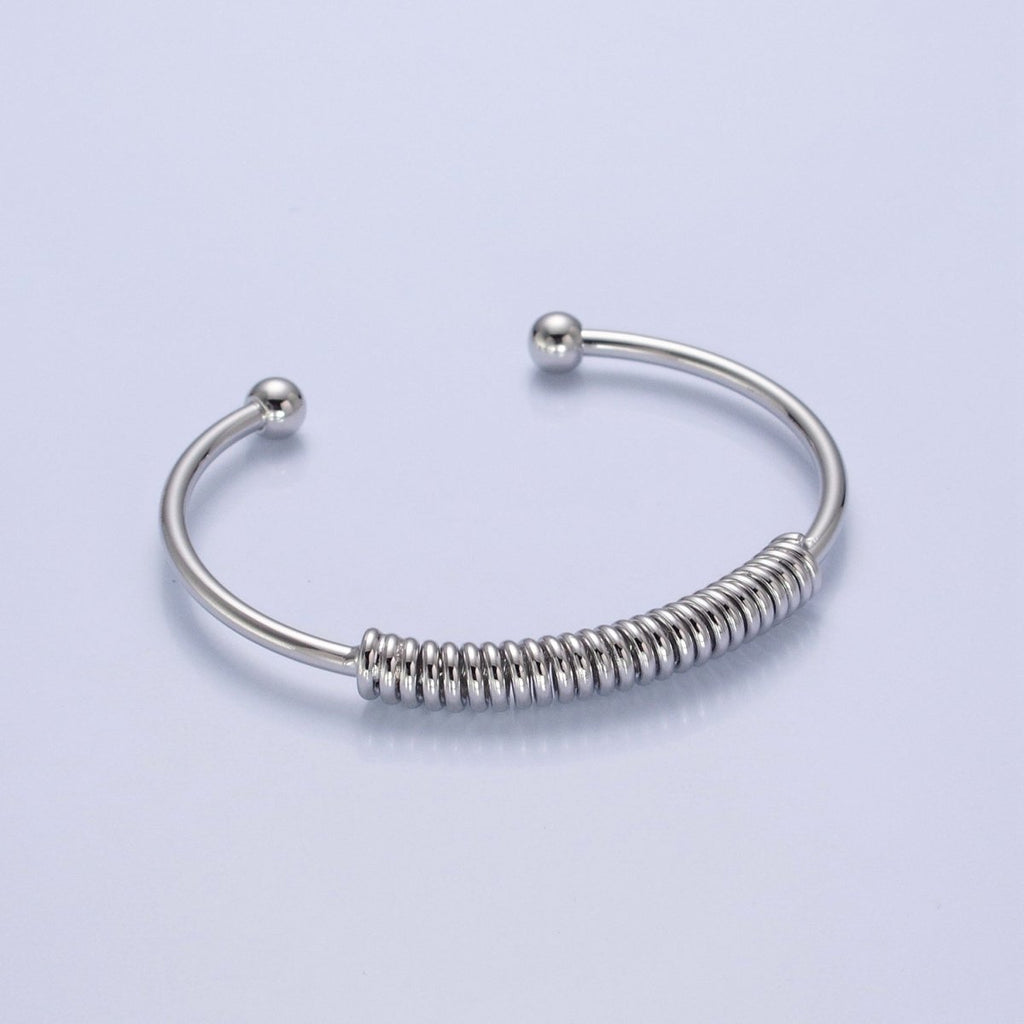 Minimalist 24K Gold plated Spiral Bangle Bracelet in Gold & Silver | WA-984 WA-985 Clearance Pricing - DLUXCA
