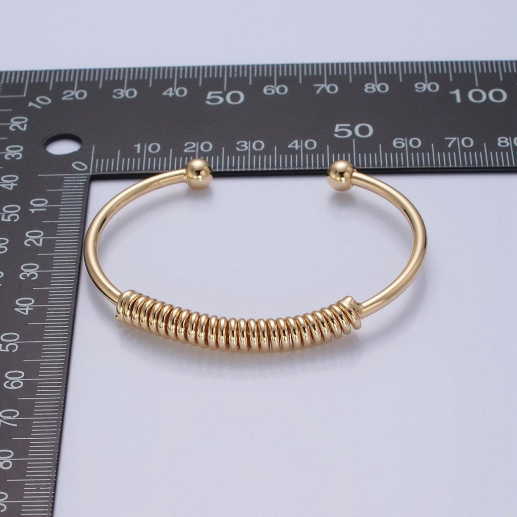 Minimalist 24K Gold plated Spiral Bangle Bracelet in Gold & Silver | WA-984 WA-985 Clearance Pricing - DLUXCA