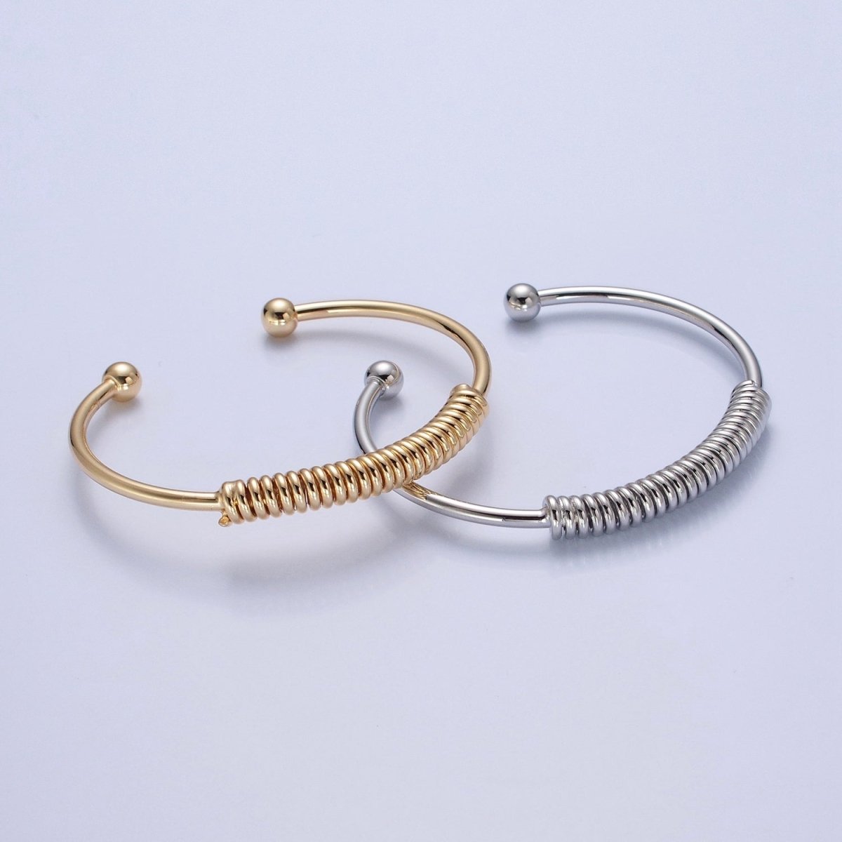 Minimalist 24K Gold plated Spiral Bangle Bracelet in Gold & Silver | WA-984 WA-985 Clearance Pricing - DLUXCA