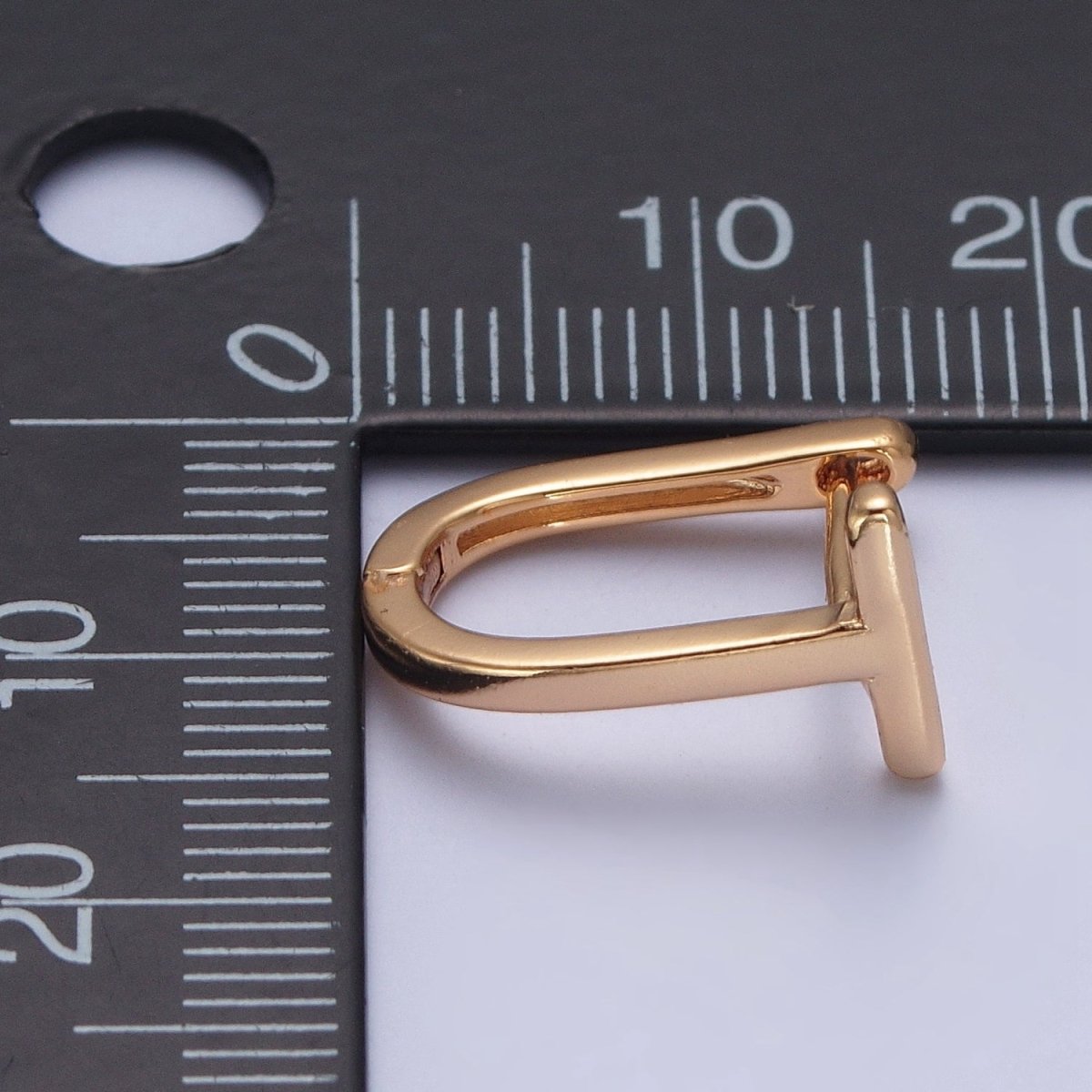 Minimalist 24K Gold plated T Bar U Shaped Huggie Hoop Earrings P-420 - DLUXCA