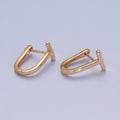 Minimalist 24K Gold plated T Bar U Shaped Huggie Hoop Earrings P-420 - DLUXCA