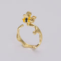 Minimalist Bee Ring, Gold plated Ring for Women, Dainty Open Adjustable Ring, Simple Bumble Bee Jewelry Gift, Unique Statement Ring U-018 - DLUXCA