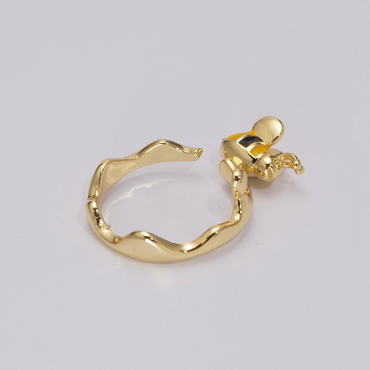 Minimalist Bee Ring, Gold plated Ring for Women, Dainty Open Adjustable Ring, Simple Bumble Bee Jewelry Gift, Unique Statement Ring U-018 - DLUXCA