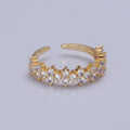 Minimalist Clover Round Clear Cubic Zirconia Stacking Gold Ring | X-608 - DLUXCA
