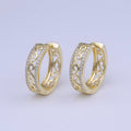 Minimalist Double Sided Micro Paved CZ Filigree Gold Huggie Hoops | Y-209 - DLUXCA