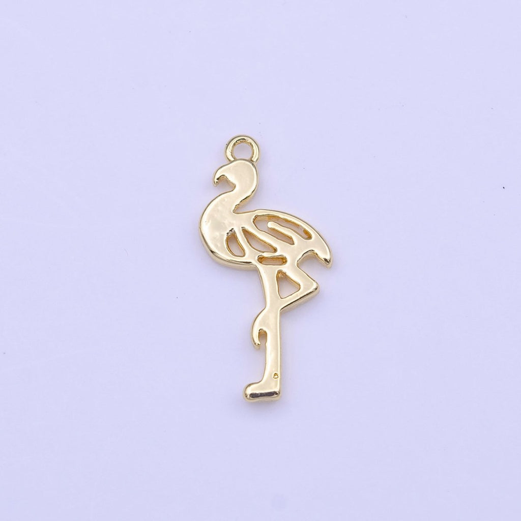 Minimalist Flamingo Bird Charm in Gold & Silver | C-505 C-516 - DLUXCA