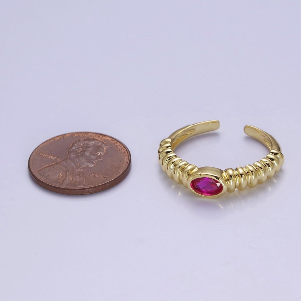 Minimalist Fuchsia Ring Open Adjustable Ring O-2188 - DLUXCA