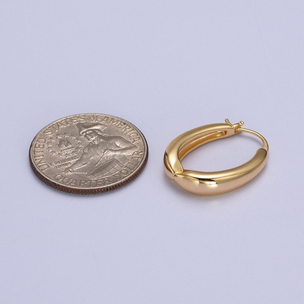 Minimalist Geometric Oblong French Lock Latch Earrings in Gold & Silver | AB079 AB080