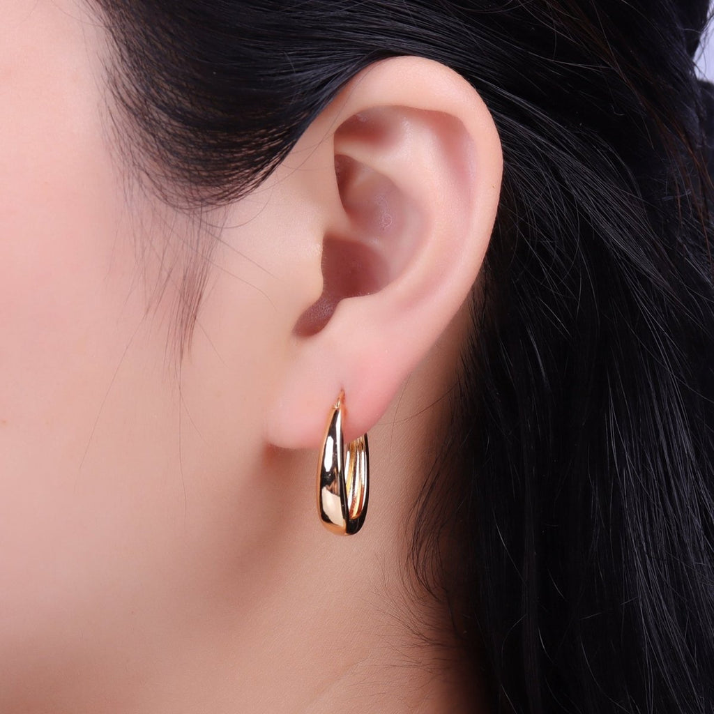 Minimalist Geometric Oblong French Lock Latch Earrings in Gold & Silver | AB079 AB080
