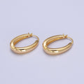 Minimalist Geometric Oblong French Lock Latch Earrings in Gold & Silver | AB079 AB080