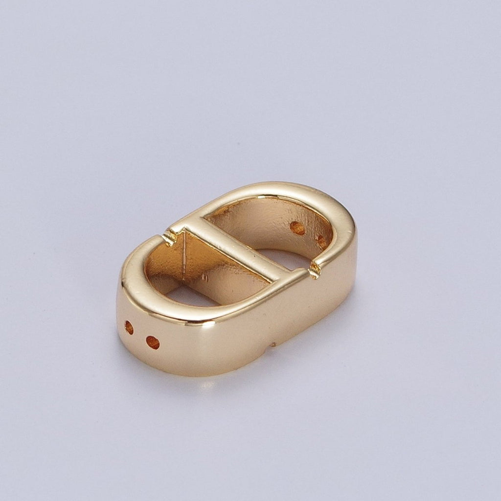 Minimalist Gold D Tablet Oblong Rectangular Spacer Beads | Z-280 - DLUXCA