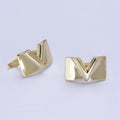 Minimalist Gold plated V Arrow Wide Latch Lever Back Earrings T-137 - DLUXCA