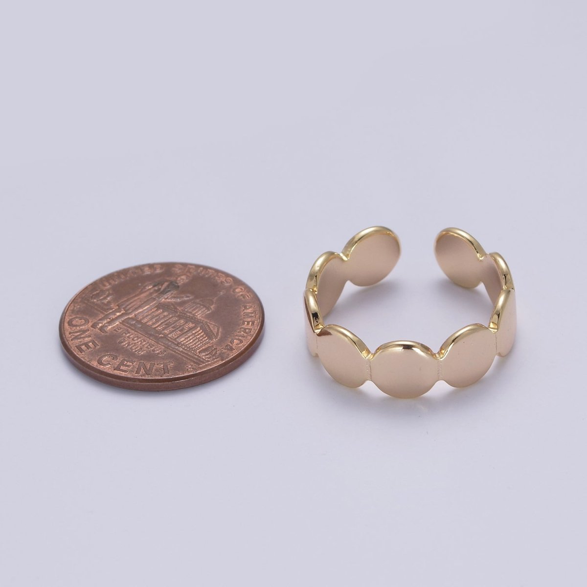 Minimalist Gold Geometric Abstract Stacking Ring, Adjustable Oval Round Circle Shaped Ring, Minimalist 16K Gold plated Shiny Statement Adjustable Ring U-433 - DLUXCA