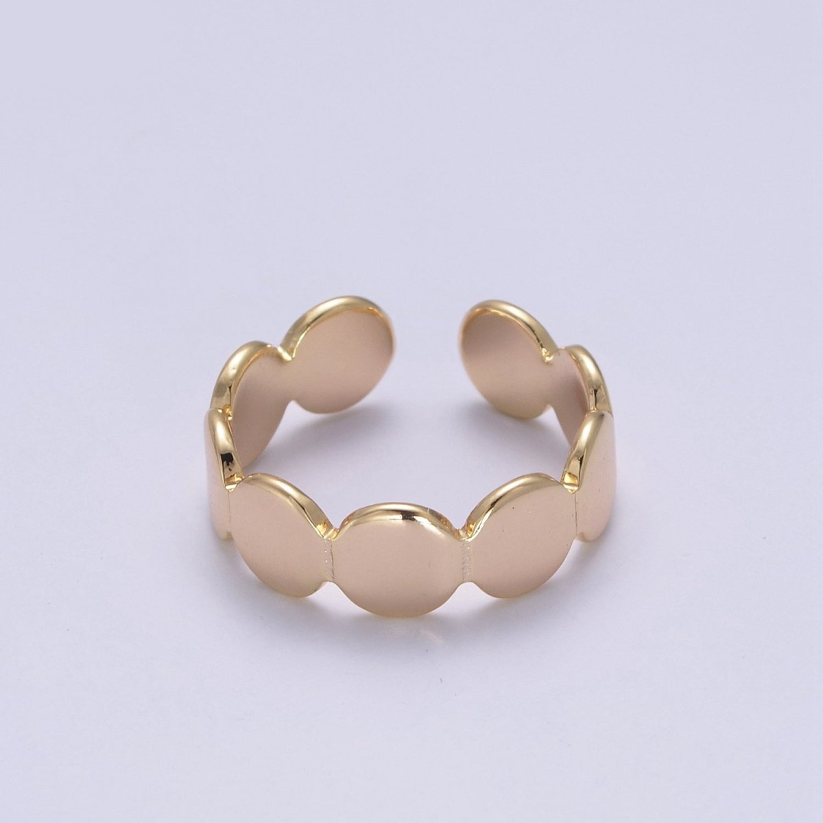 Minimalist Gold Geometric Abstract Stacking Ring, Adjustable Oval Round Circle Shaped Ring, Minimalist 16K Gold plated Shiny Statement Adjustable Ring U-433 - DLUXCA