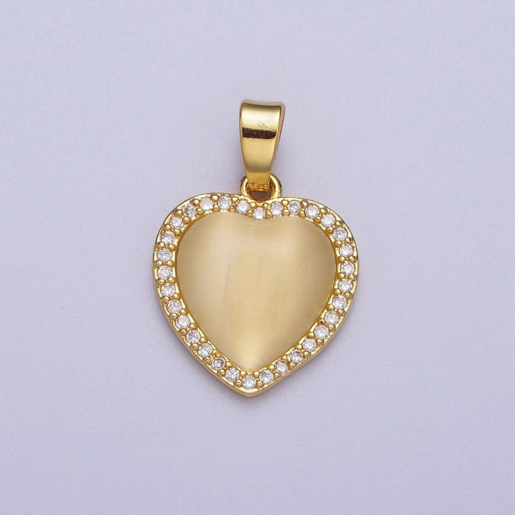 Minimalist Gold Heart Love Micro Paved Cubic Zirconia Valentine's Pendant For Jewelry Making | X-675 - DLUXCA