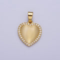 Minimalist Gold Heart Love Micro Paved Cubic Zirconia Valentine's Pendant For Jewelry Making | X-675 - DLUXCA
