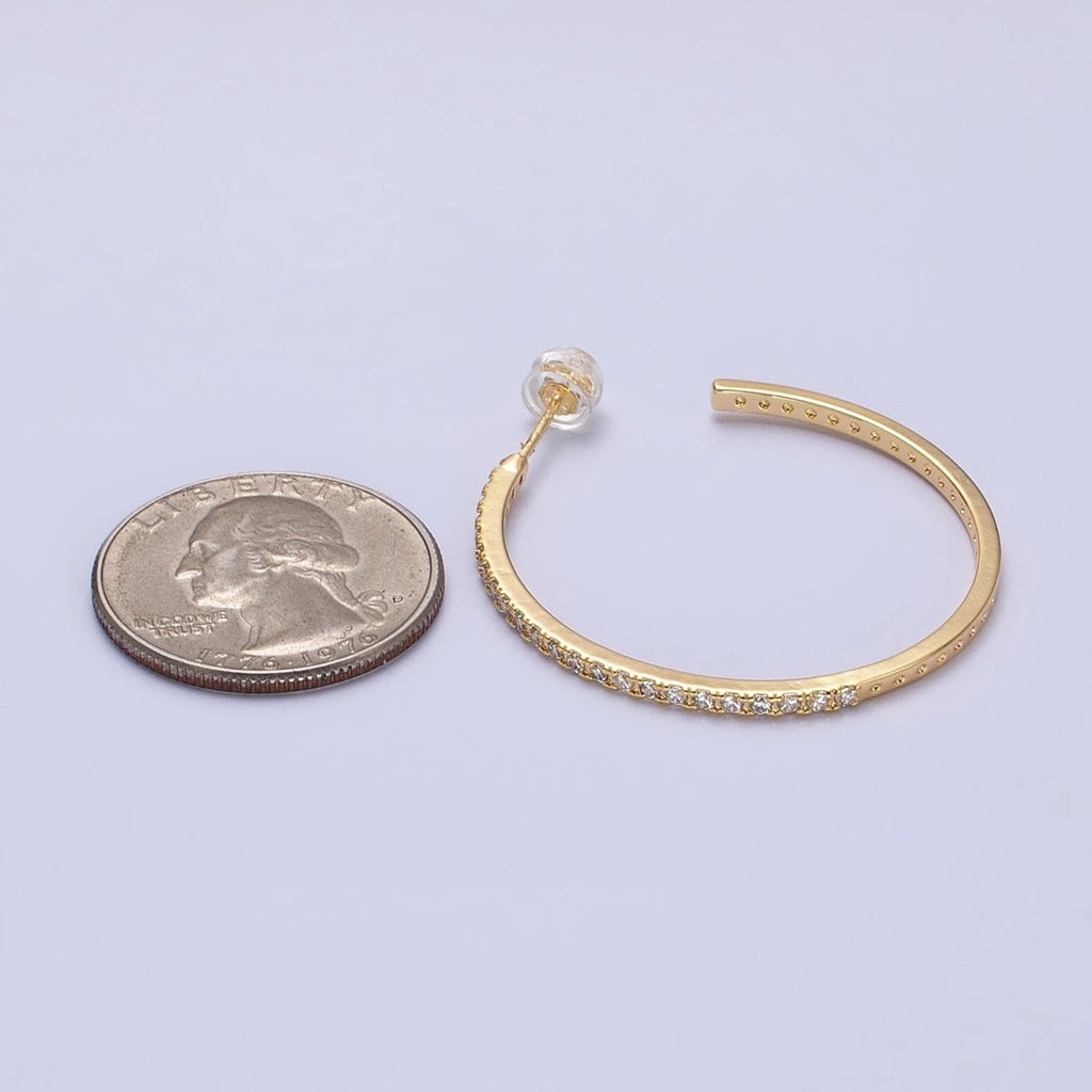 Minimalist Gold Hoop Earring with CZ Stone Simple Silver Hoop Earring for Everyday Use AB674 AB677