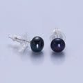 Minimalist Gold Pearl Stud Earrings | 9.4mm-10mm Round Black, White, Pink, Purple Pearl Stud | Bridal Graduation Streetwear Jewelry | T-371 ~ T-374