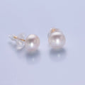Minimalist Gold Pearl Studs Earrings | 9mm-9.5mm Round Black, White, Pink, Purple Pearl Stud | Bridal, Graduation, Streetwear Jewelry | T-367 T-368 T-369 T-370 - DLUXCA