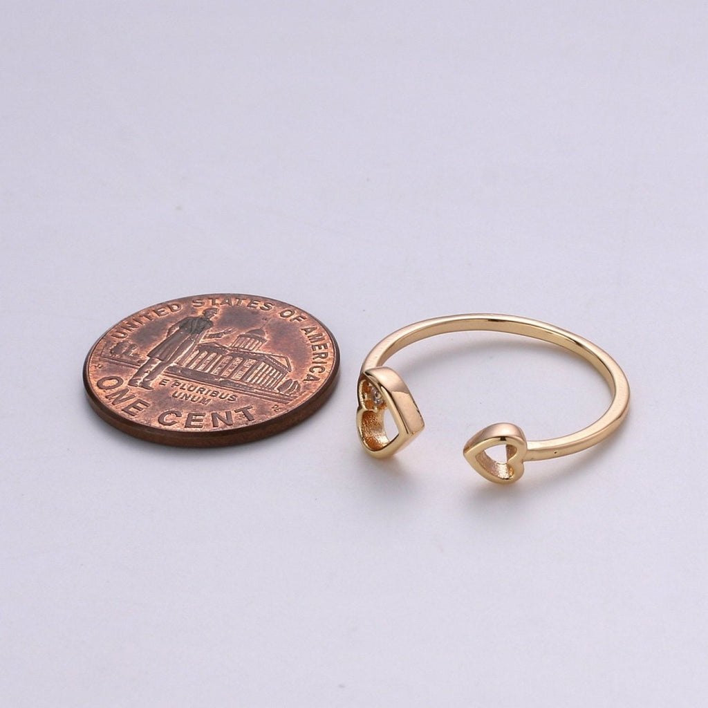 Minimalist Heart Ring, Dainty Gold Ring, Stacking Ring, Heart Ring, Open Heart Ring, Heart Rings, Artsy Heart Ring, Gift for her woman R-058 - DLUXCA